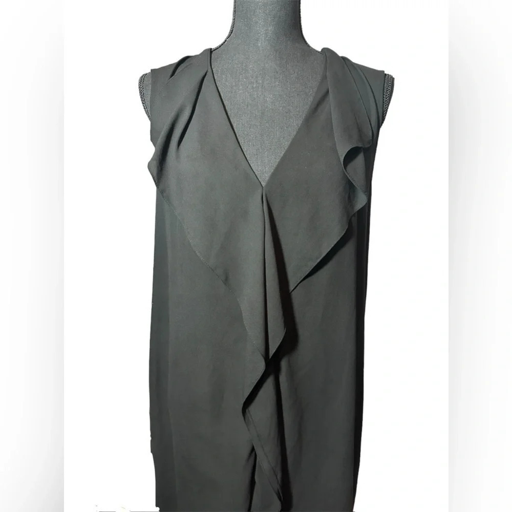 BCBG Jena Black Sleeveless Ruffle Front Open Back Cocktail Party Dress Sz M - Picture 7 of 9